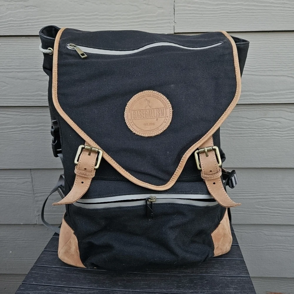 Baseballism Glove Leather Players Backpack Bag Black Brown Leather Sports Bag